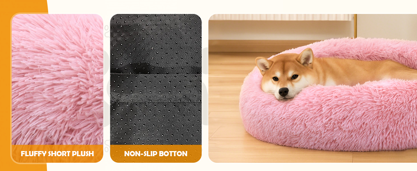 М'яке кругле ліжко для собак та котів, 50 см, рожеве. Легко миється, не слизьке, розмір L 50x50x20 см