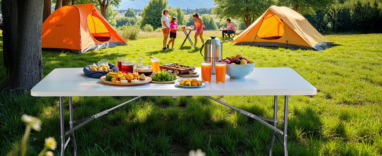 Складний кемпінговий стіл Wiltec 122x60x75 см з ручкою для перенесення - для пікніка, саду, вечірок