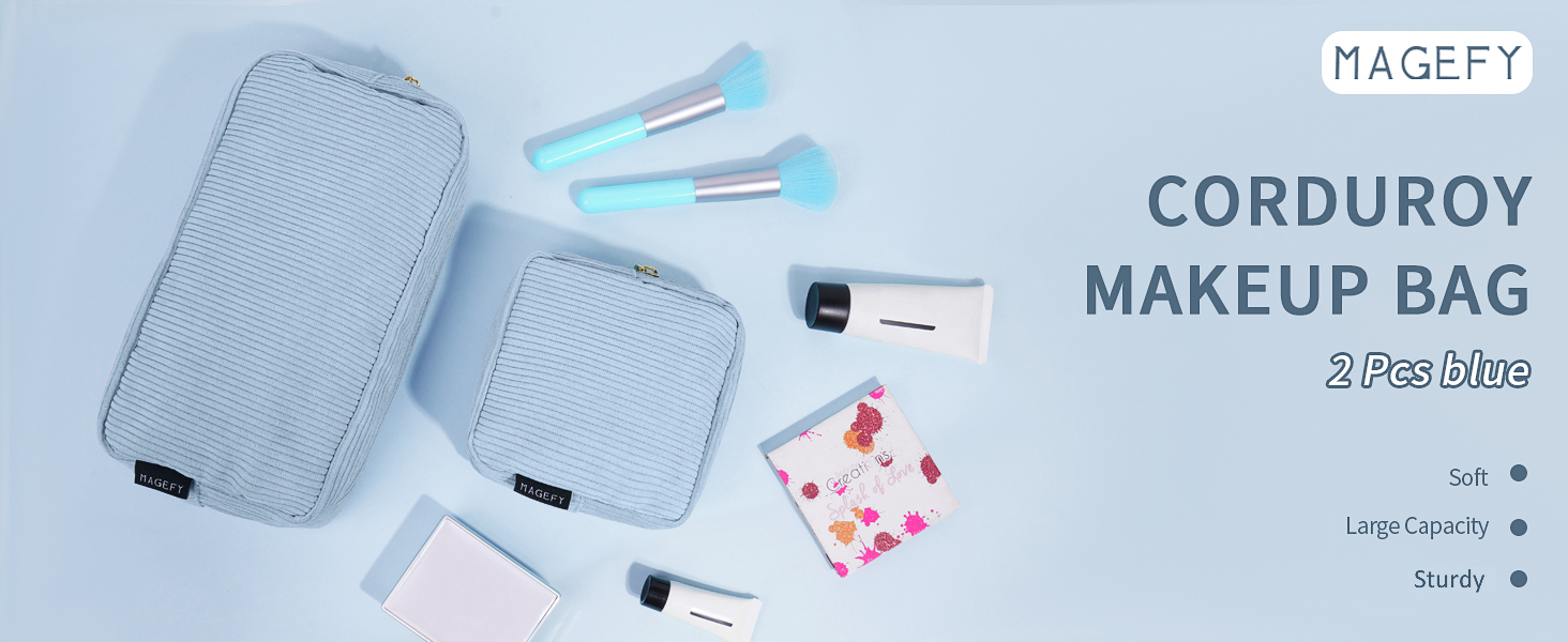 Косметичка MAGEFY для макіяжу: 2 шт. у наборі, з відділеннями, з корду, для подорожей, бежевий колір