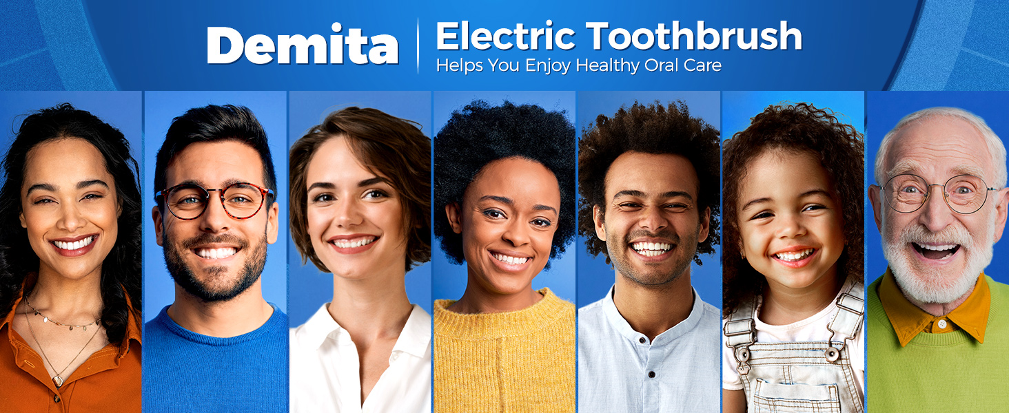Електрична зубна щітка Demita зі звуковими вібраціями, 8 насадок, 40000 VPM, 5 режимів, швидка зарядка (30 днів роботи), чорний (S1)