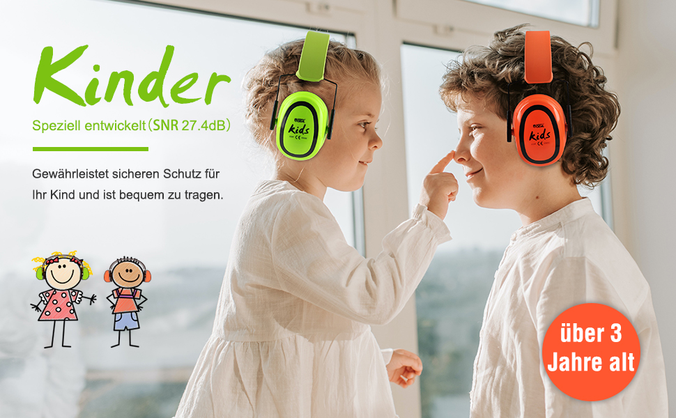 Навушники для захисту від шуму Green Devil для дітей 3-16 років (SNR27.4) - комфортні, складні, для школи, навчання, концертів, фестивалів