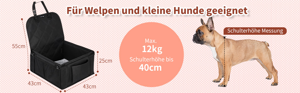 Автокрісло для собак KYG - стабільне, водовідштовхувальне, неслизьке та стійке до подряпин, для маленьких собак, для переднього та заднього сидіння (Чорний) 6696
