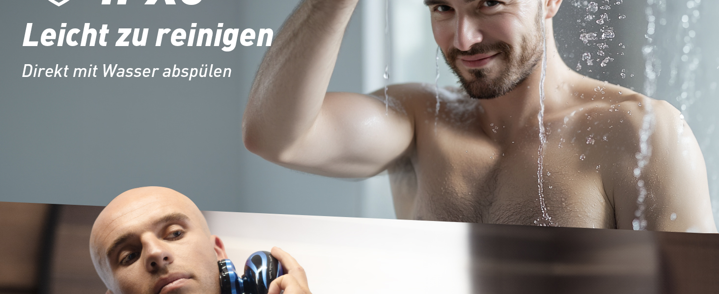 Електричний триммер для гоління голови FitSan 7D, знімний триммер для обличчя, IPX7 вологостійкий, LED-дисплей, USB-C зарядка, чорний