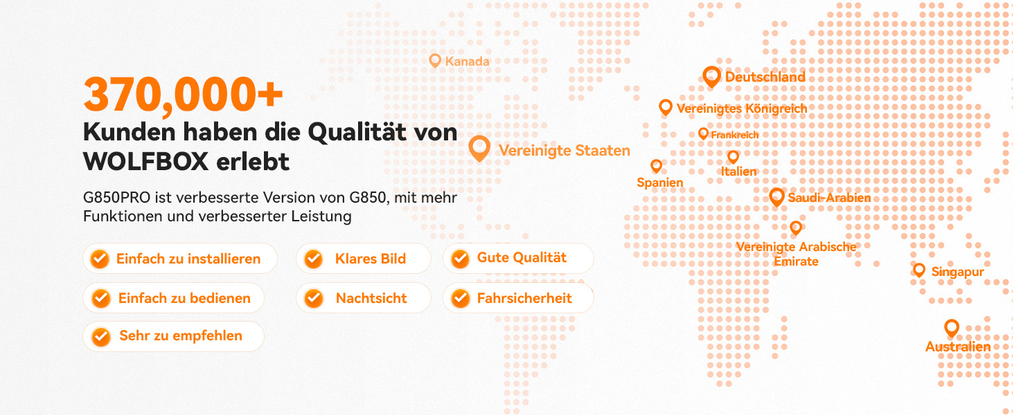 WOLFBOX G850 PRO: Дзеркало-відеореєстратор 4K з ADAS, BSD, WiFi, GPS, G-сенсором та камерою заднього виду