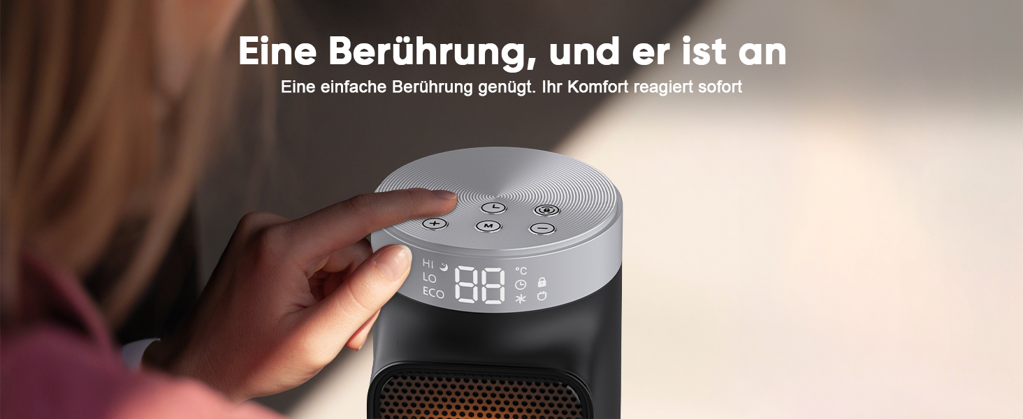 Розумний обігрівач з функцією охолодження, 1800W, WiFi, керування через додаток/Alexa/Google Assistant, для дому, офісу, спальні, чорний