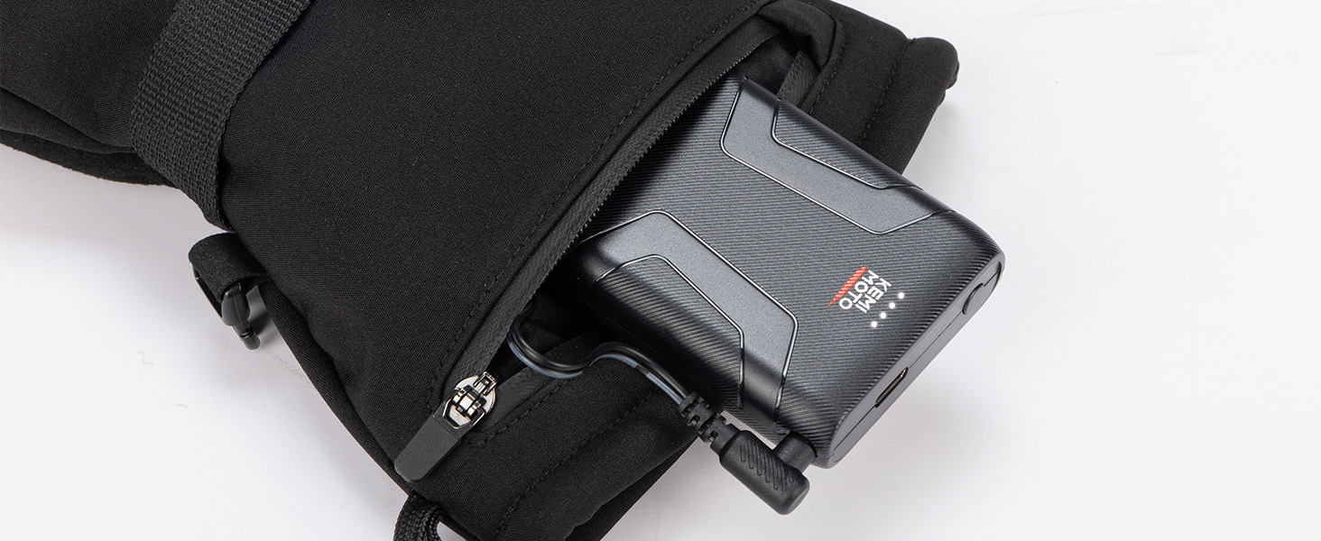 Обогревні рукавички KEMIMOTO з акумулятором 2500mAh, електричні зимові рукавички для чоловіків та жінок, рукавички з підігрівом та сенсорним екраном для катання на лижах, риболовлі, походів (Чорний, M)