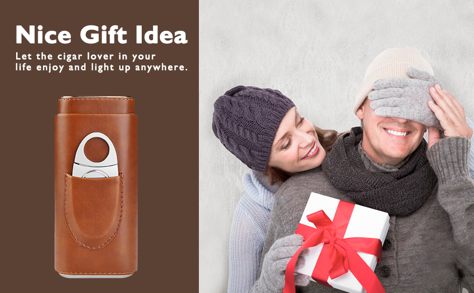 Вишуканий футляр для сигар з кедрової деревини - дорожній кейс, різак для сигар, гумодор, чохол (колір: коричневий)
