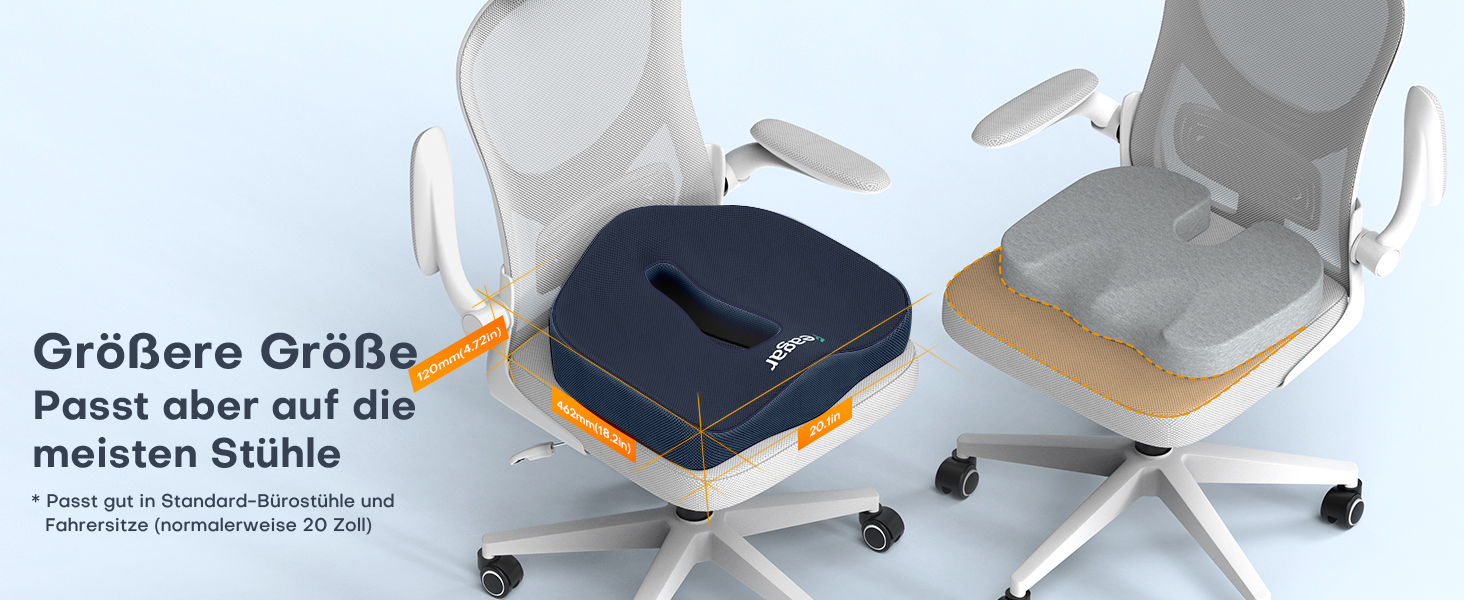 Ортопедична подушка для сидіння Feagar з Memory Foam: для офісного крісла, інвалідного візка, автокрісла. Подушка для хребта, стегна та сідниць. Чорний колір (Темно-синій, XL (90-150кг))