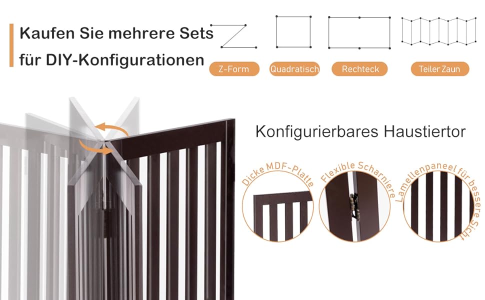 Захисний бар'єр для собак Costway, 89 см, 4 панелі, дерев'яний, розкладний, для дітей, захист від сходів, білий