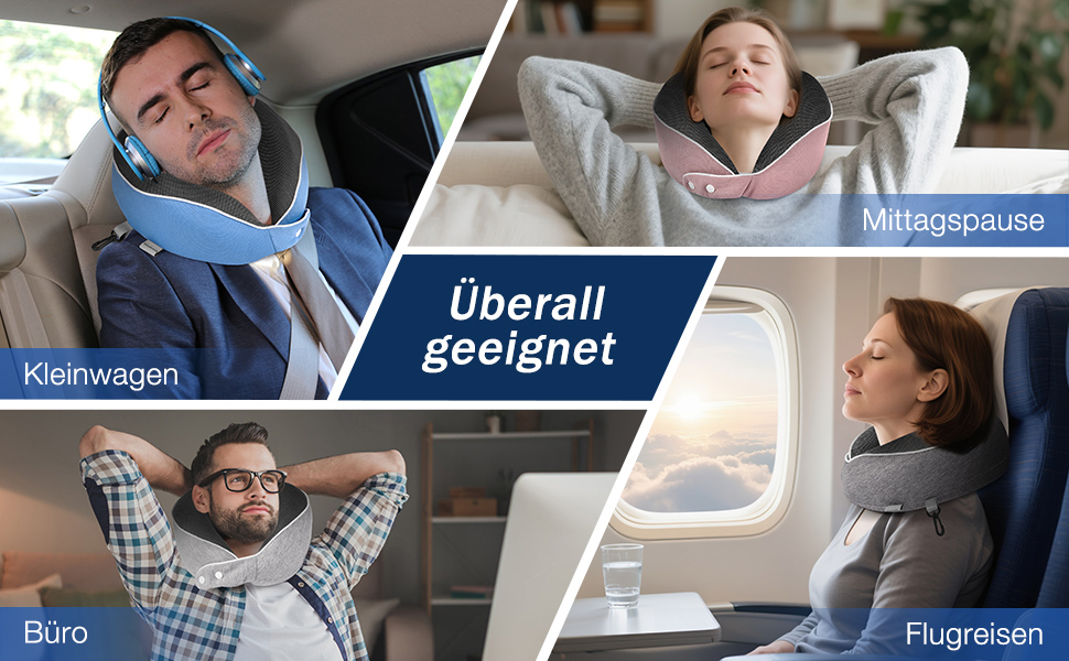 Подушка для шиї темно-сіра для подорожей: подушка-білочка, авто, літак, комплект для подорожей