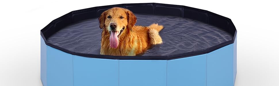 Басейн для собак Ø120см x 30см з неслизьким дном та зливним клапаном - Складаний з ПВХ - Ігровий басейн для собак, міцна конструкція