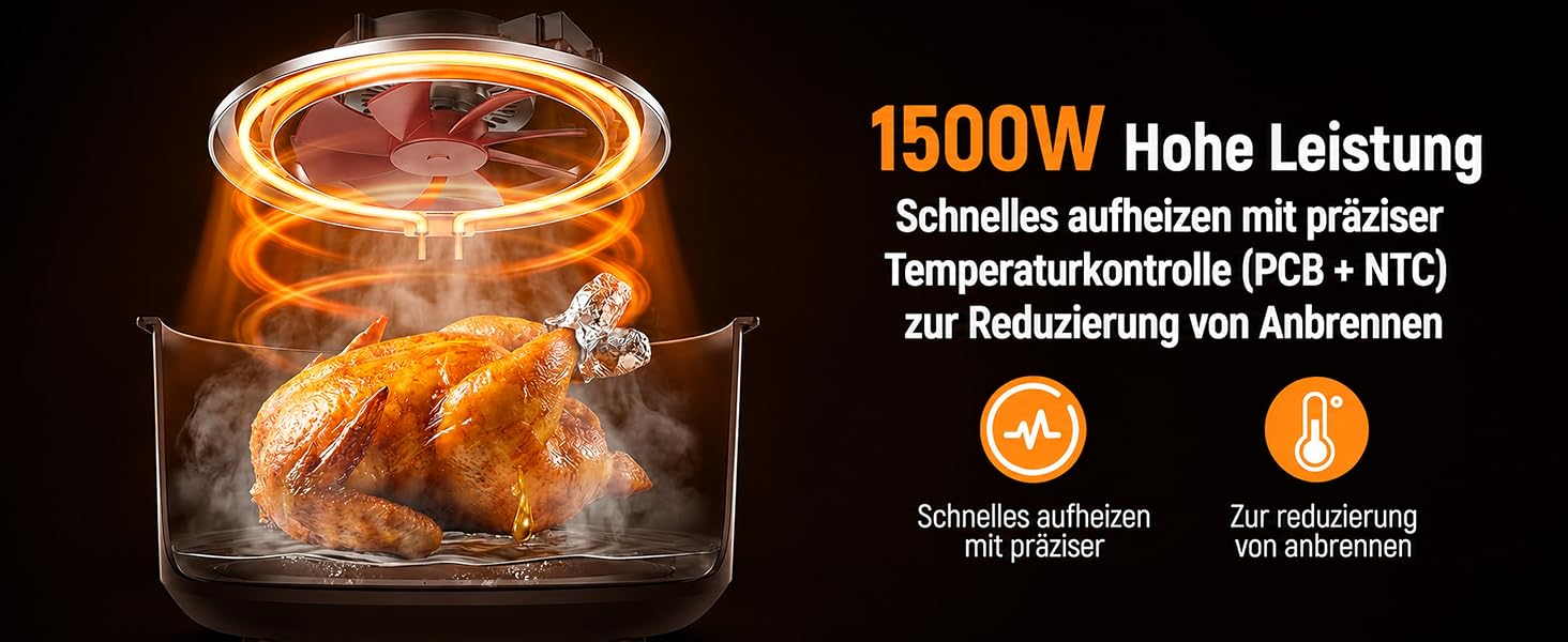 Аерофритюрниця SIMPLUS Airfryer XL 6.5 л з вікном та сенсорним керуванням, 1500 Вт, 10 програм, антипригарне покриття