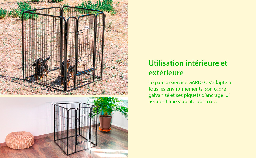 Клітка-вольєр для собак, цуценят та кроликів Gardeo, 80 x 100 x 4 см, 4 панелі, 0,64 м², модульна, для внутрішнього та зовнішнього використання, складана, 5 років гарантія