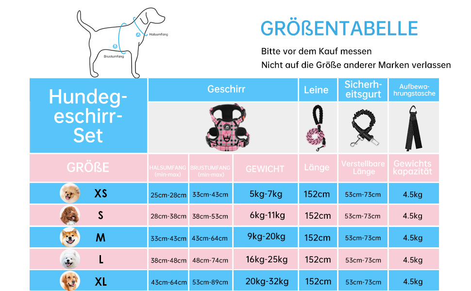 Шлейка для собак середнього розміру NESTROAD, розмір M, анти-тягнуча, з гамаком, безпечна, для собак, середній розмір, обхват шиї 33~43 см, обхват грудей 43~64 см, з підкладкою, рожевий принт