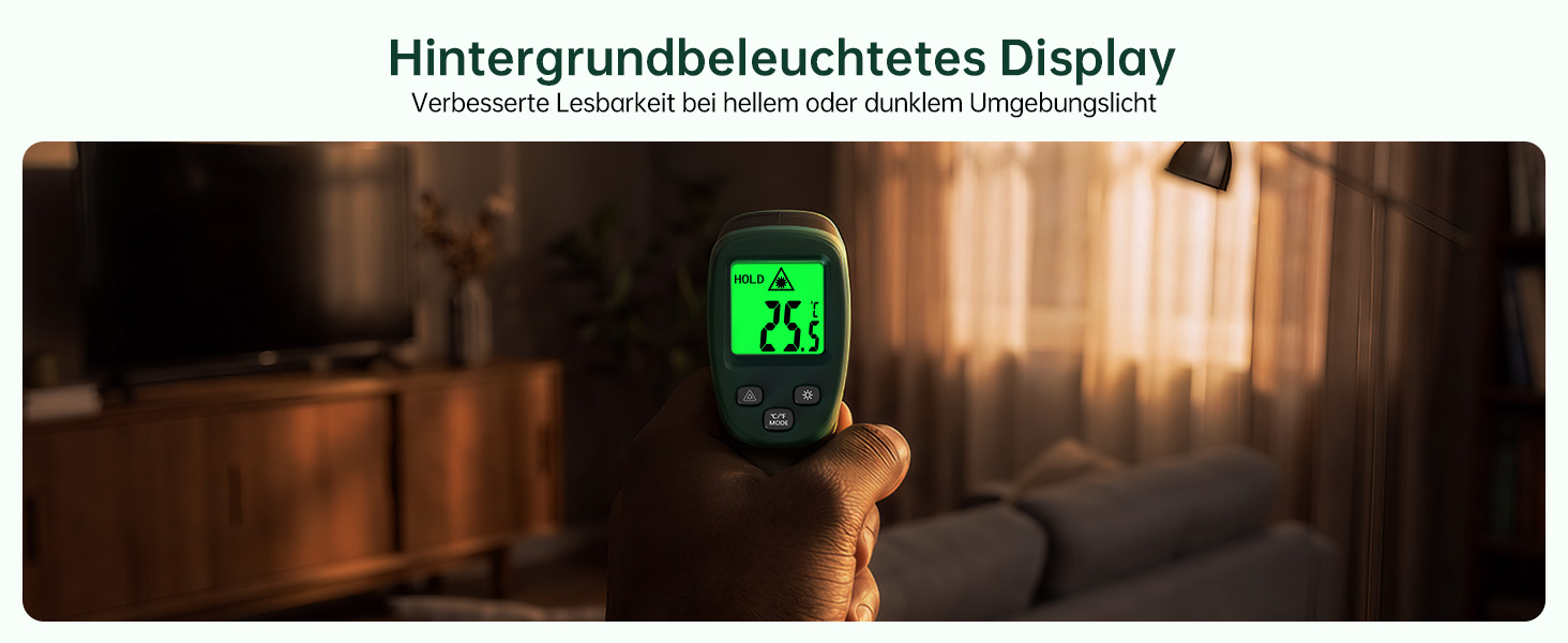 Інфрачервоний термометр ERICKHILL -50℃~800℃: безконтактний лазерний термометр з LCD-дисплеєм, регульований коефіцієнт випромінювання. Підходить для приготування їжі, грилю, заморожування, промисловості