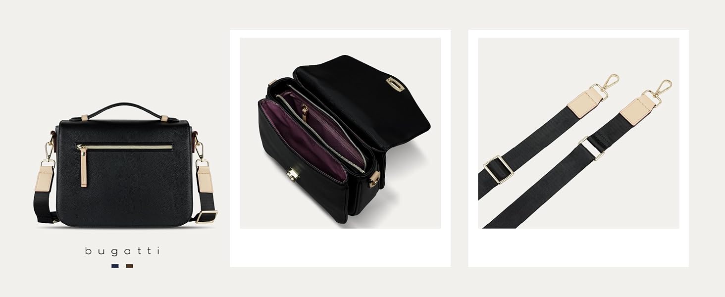 Сумка Bugatti Ella Classic чорна для жінок з екошкіри через плече та з ручками