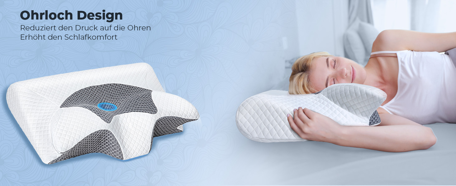 Подушка для шиї Saheyer з Memory Foam, 2-в-1: підтримка шиї, подушка для голови, для сну на боці, на животі та на спині, знімний та дихаючий чохол, 59 * 43 * 12/15 см, сіро-білий