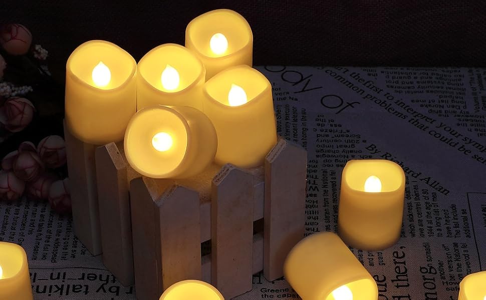 Свічки Monzana XL LED з таймером 2-8 годин, мерехтливим полум’ям, дистанційним керуванням, на батарейках, тепле біле світло, набір чайних свічок 4,5 см, з натурального воску, димовані, електричні