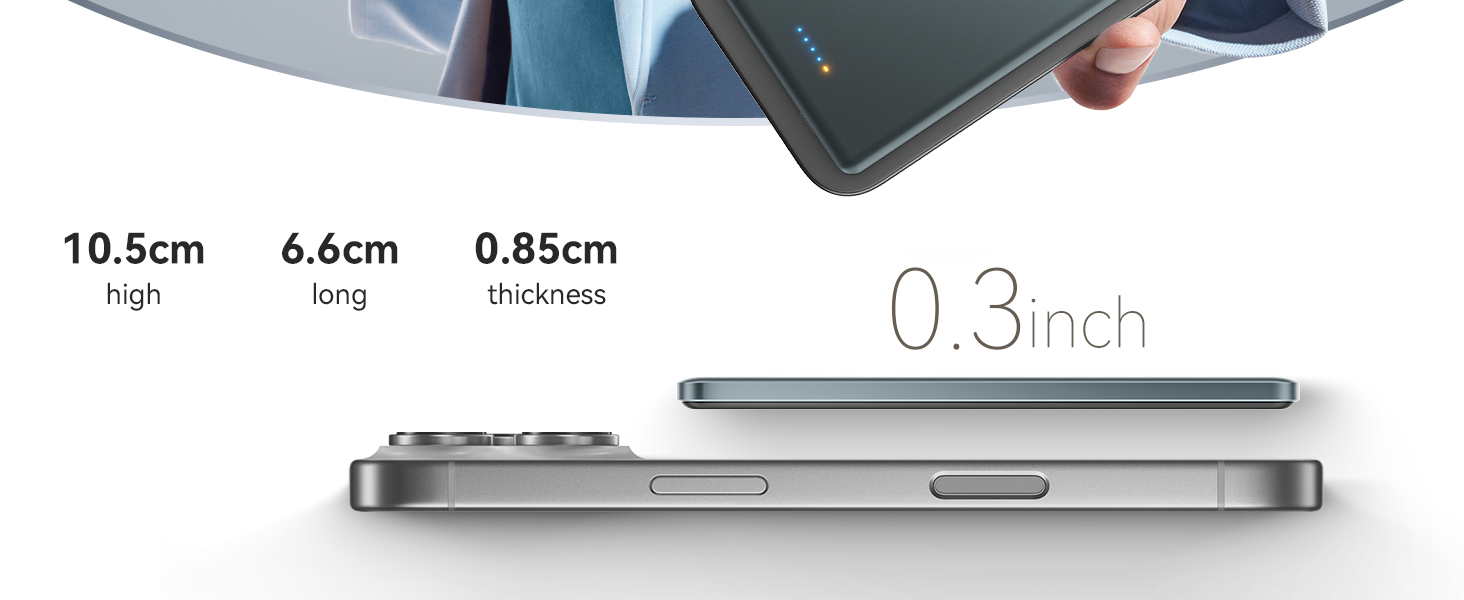 Powerbank Kuulaa Magsafe 5000mAh PD 20W, Slim, 8mm, Бездротовий, для iPhone 15/14/13/12, Темно-сірий