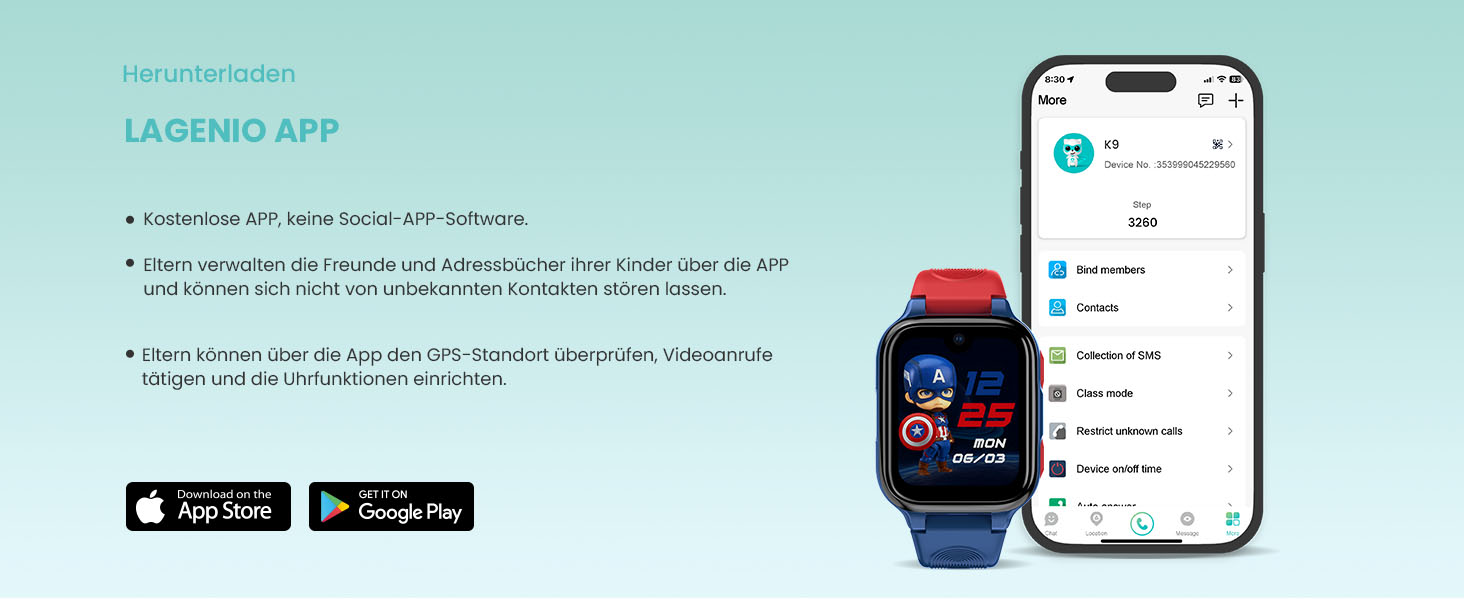 Дитячий розумний годинник LAGENIO K9 4G з GPS, AMOLED, 1.78