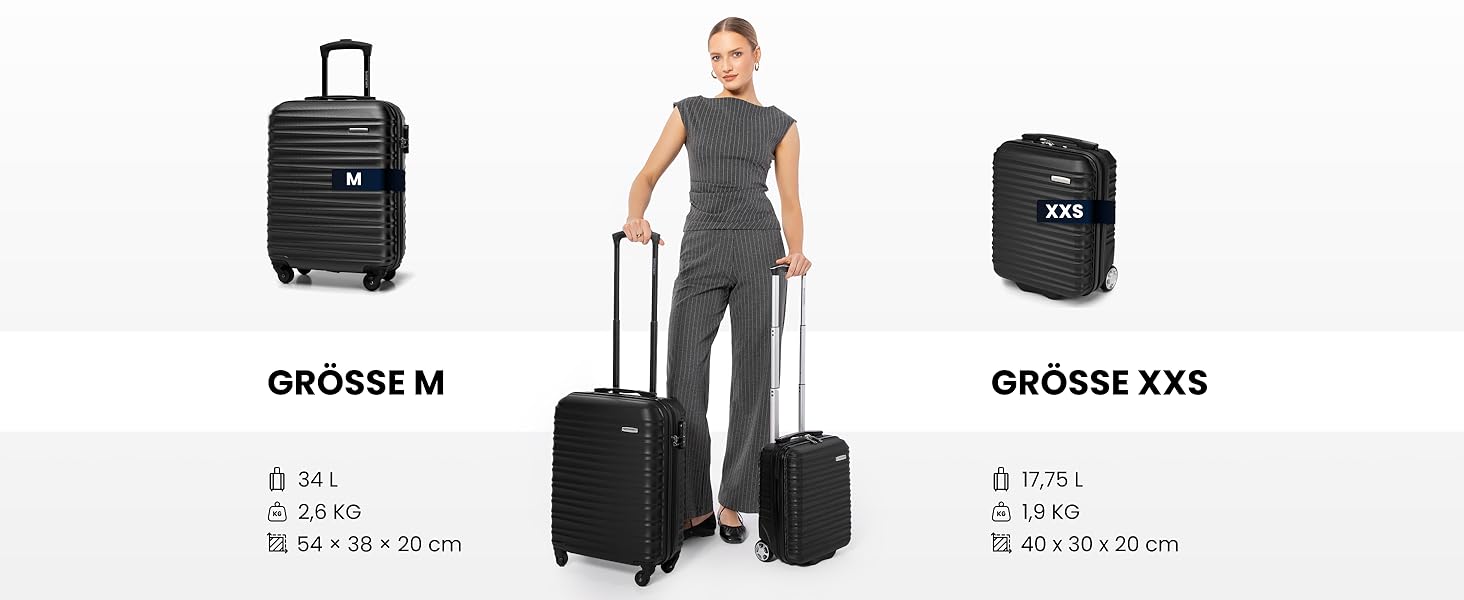 Валіза на колесах Wittchen Groove Line L, велика, чорна, з ABS-пластику, з кодовим замком, 4 колеса, для авіакомпаній Lufthansa/Eurowings/Ryanair