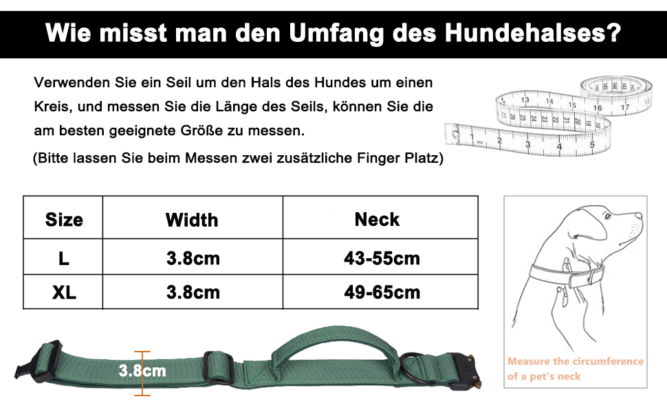 Тактичне нашийник для собак з ручкою, XL, зелений. Міцний, регульований, з металевою застібкою та неопреновою підкладкою