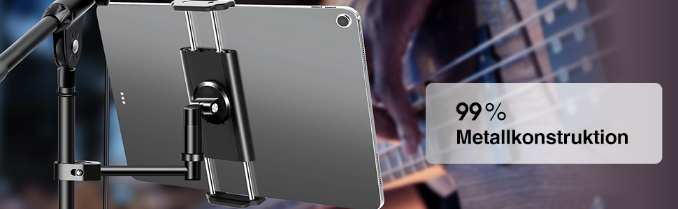 Алюмінієва підставка для iPad з мікрофонним кріпленням Elitehood, чорна