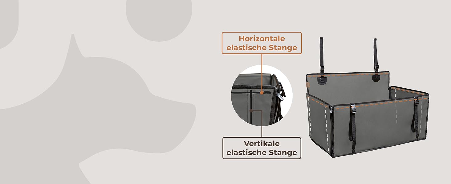 Автокрісло для собак Wuglo Extra Stabiler – безпечне та водонепроникне автокрісло для великих собак до 26 кг (сірий)