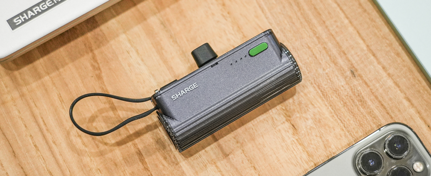 Power Bank SHARGE Flow Mini 2 22.5W: Компактний акумулятор з інтегрованим кабелем для iPhone та Galaxy, USB-C та Lightning
