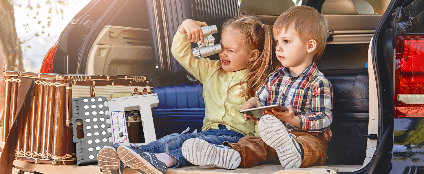 Складний стілець HOUSE DAY 22см, сірий та білий - для дому, кемпінгу, пікніка, дітей