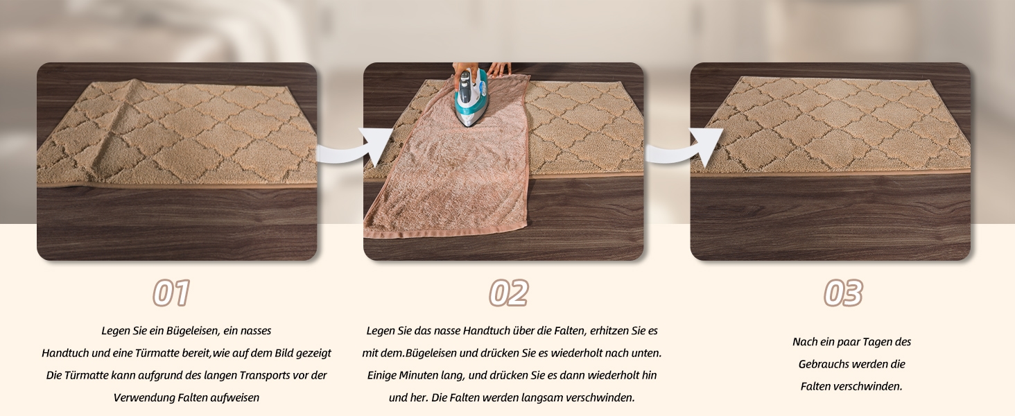 Килимок для входу COSY HOMEER 50x80 см, бежевий, вологозахисний, антиковзкий, машинне прання, для дому, кухні, коридору