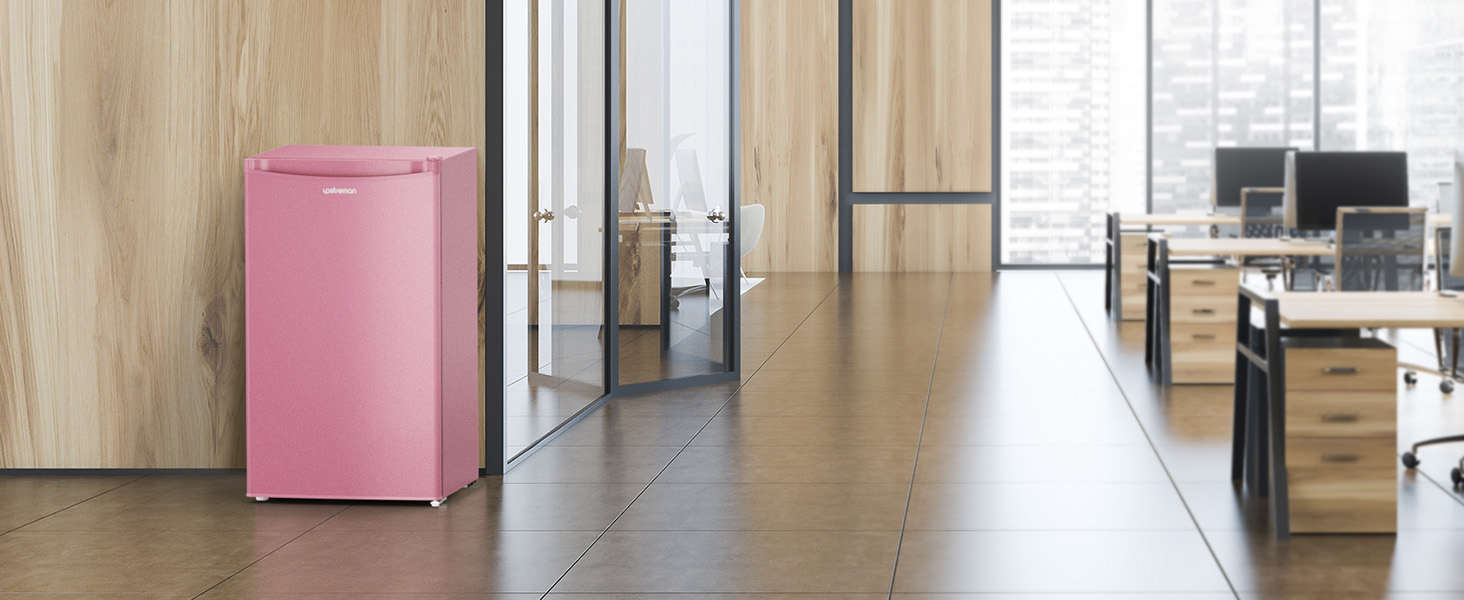 Холодильник Upstreman 91L BR321-Rosa з функцією швидкого охолодження, 5 температурних режимів (1-8°C), енергоефективний, 41 дБ, компактний, для студентів/офісу