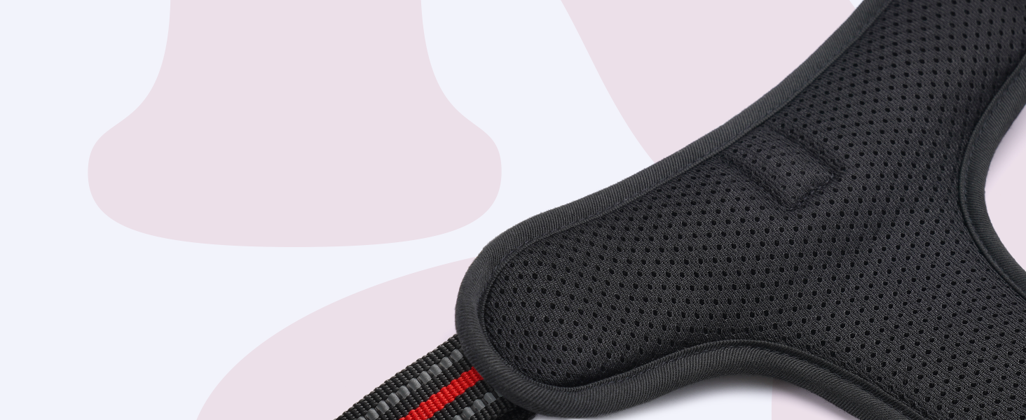 Нашийник для собак Rabbitgoo, великі породи, регульований, анти-тяга, з ручкою, м'який, світловідбиваючий, червоний, L (1 шт.)