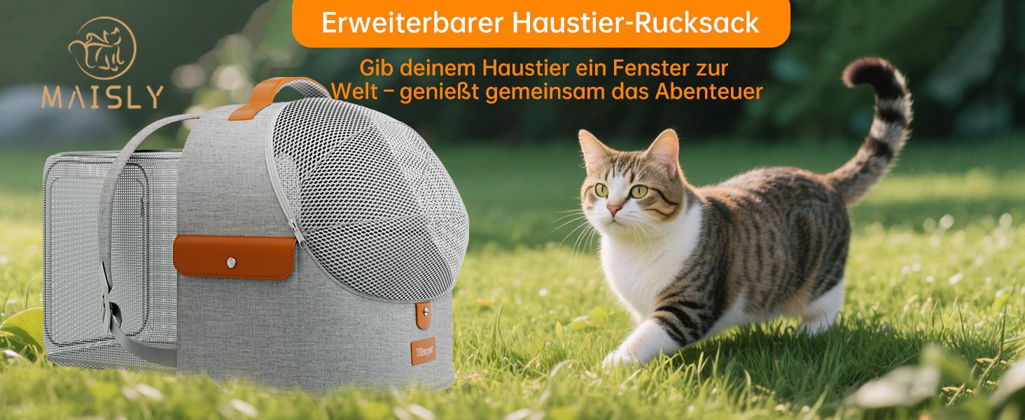 Розширюваний рюкзак для котів - рюкзак-переноска для тварин з дихаючою сіткою 4D, рюкзак для собак та котів до 12 кг (Сірий)
