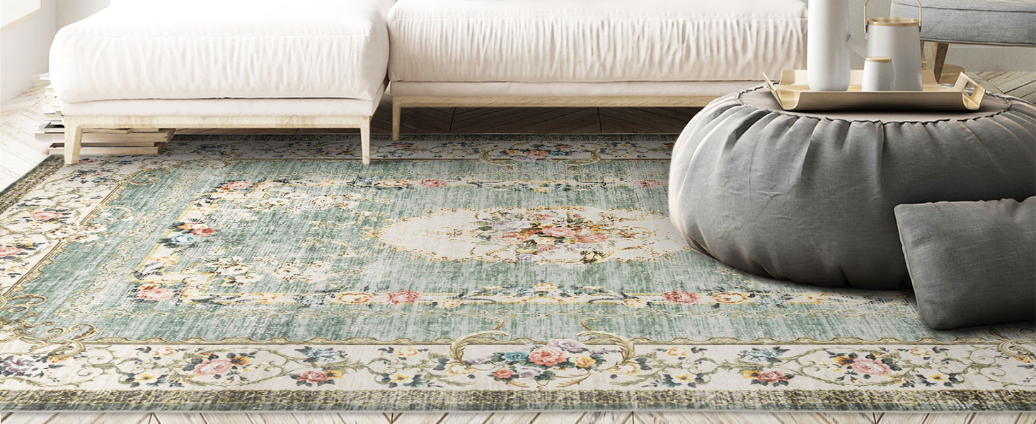 Килим TALETA для вітальні, спальні, офісу: вінтажний, квітковий, сірий, 160 x 230 см