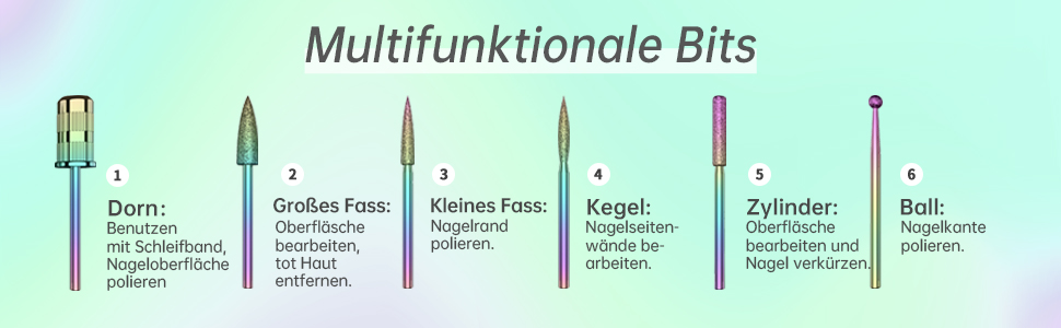 Електричний фрезер для нігтів 6 в 1: манікюрний набір з LED дисплеєм, 35000 об/хв, для гель, акрил, Shellac. Підходить для початківців та професіоналів (Зелений)