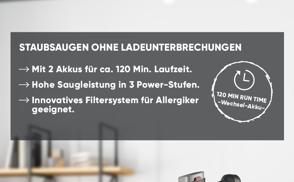 Бездротовий акумуляторний пилосос SEVERIN HV 7166 (Чорний): 60 хв роботи, 2-в-1, для тварин, легкий, без мішка, 400 Вт