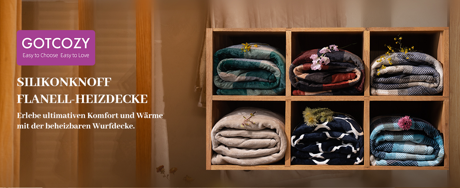 Електрична ковдра GOTCOZY 130x180 см з 10 рівнями нагріву та таймером, рожева