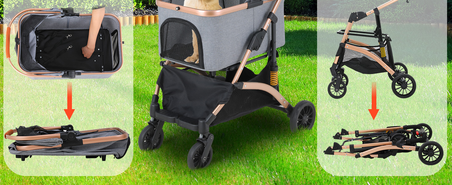 Візок для собак Mamizо 3 в 1: візок, переноска, сумка, до 20 кг, сірий