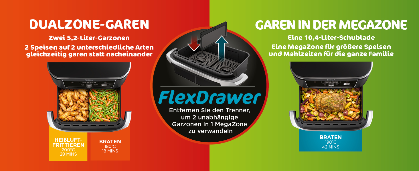 Фритюрниця повітряна Ninja Foodi FlexDrawer AF500EU, 10.4 л, 7-в-1, чорна