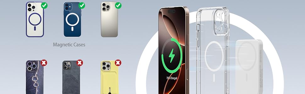Магнітний бездротовий Power Bank 10000mAh 20W з швидкою зарядкою для iPhone 17 16 15 14 13 12 Pro Max, iPad, Samsung Galaxy