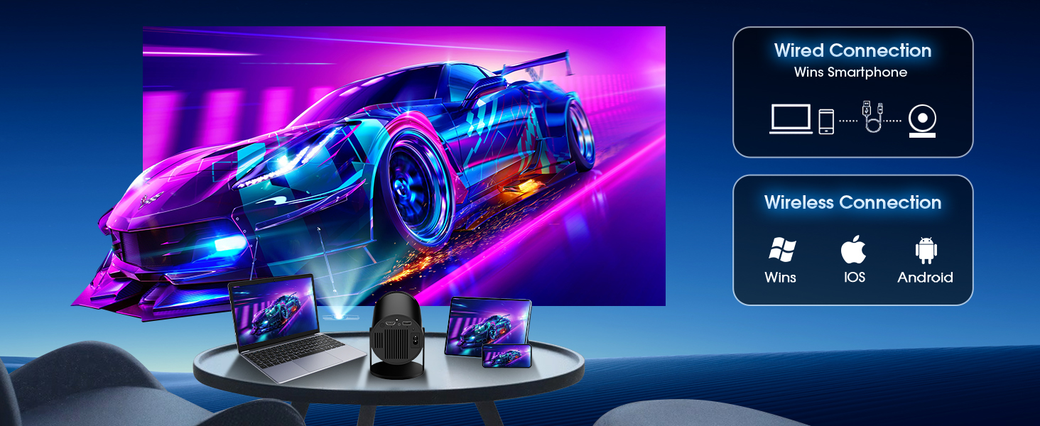 Проектор Mini Beamer 4K Full HD з Android TV, WiFi 6, Bluetooth 5.2, Auto Keystone, чорний