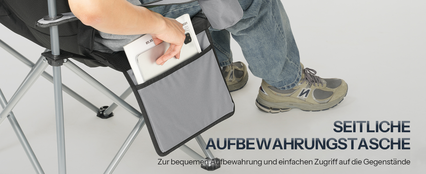 Складний кемпінговий стілець для пікніка, саду, балкону та пляжу EBK01LC02 (Сірий + Чорний)