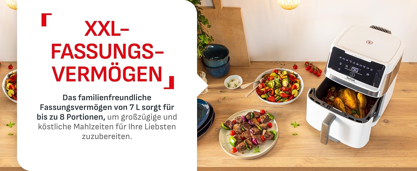 Фритюрниця Tefal Easy Fry Silence 7л, біла - аерофритюрниця з тихим режимом, 10 програм, до 8 порцій EY8421E0