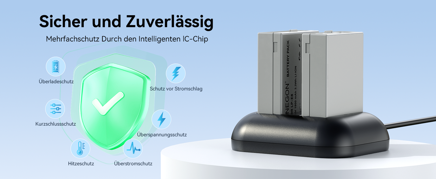 Запасні акумулятори ENEGON (2 шт) та зарядний пристрій Rapid Dual для Canon LP-E8 (EOS Rebel T2i, T3i, T4i, T5i, 550D, 600D, 650D, 700D, Kiss X4, X5, X6, LC-E8E)