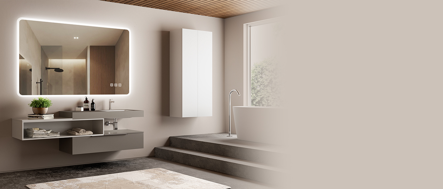 Дзеркало для ванної кімнати зі підсвічуванням STARLEAD 100x70 см, Bluetooth, антизапар, регулювання яскравості, 3 кольори світла, функція пам'яті, IP44, LED, горизонтальне/вертикальне, HD скло, Madrid Silver (Bluetooth)