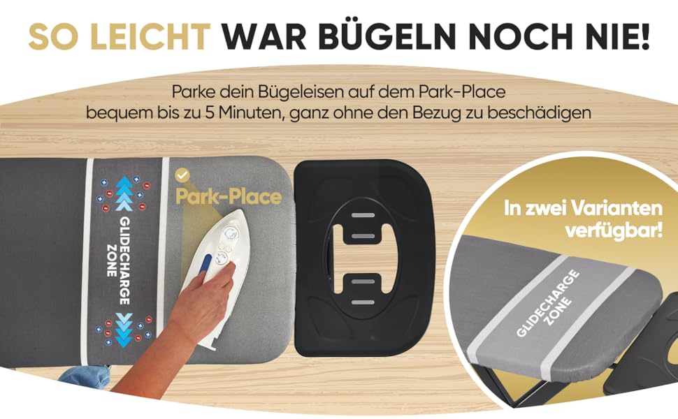 Прасувальна дошка Avieto XXL 124x43 см для парогенератора та праски | 5-шарове покриття, відбиття тепла, GlideCharge & Park Place