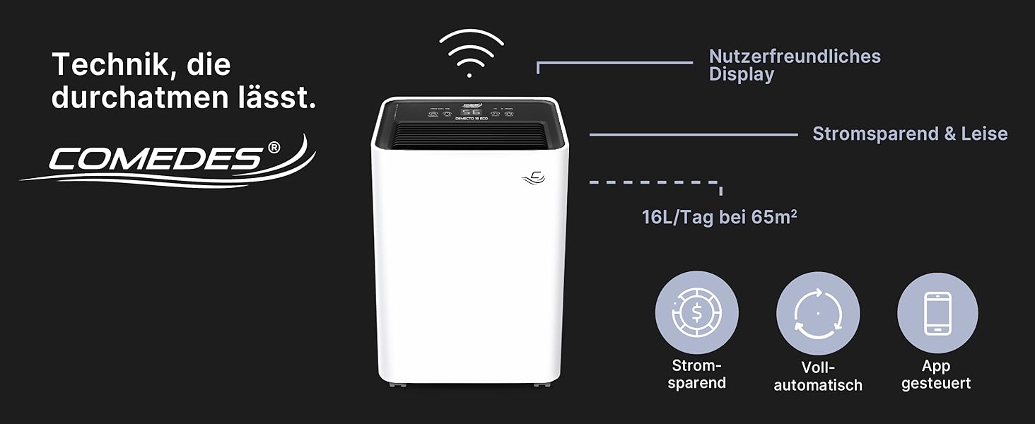 Електричний осушувач повітря Comedes Demecto 30 eco WiFi (25 л/24г) - для дому, підвалу, квартири, будинку. Керування через додаток.