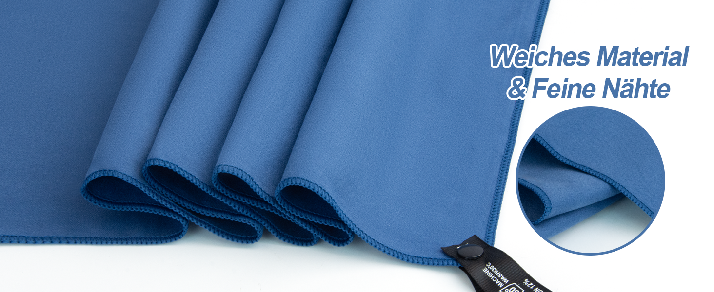 Набір з 3-х рушників з мікрофібри (великий 160x80 см та 2 маленьких 80x40 см), швидковисихаючі рушники для фітнесу та спорту, для пляжу, ванни, спорту та подорожей, темно-синій