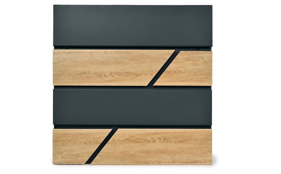 Поштова скринька Verda з газетницею, 37x37x11 см, антрацит RAL 7016, срібло, 2 ключі, комплект для монтажу. Дизайнерська настінна поштова скринька з відділенням для преси